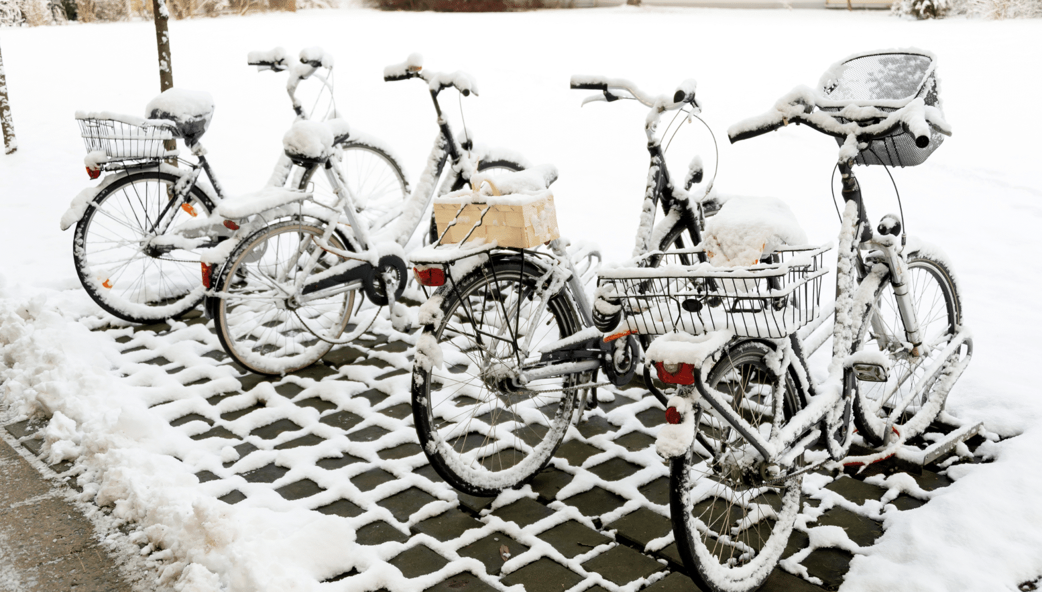 Des vélos électriques sous la neige