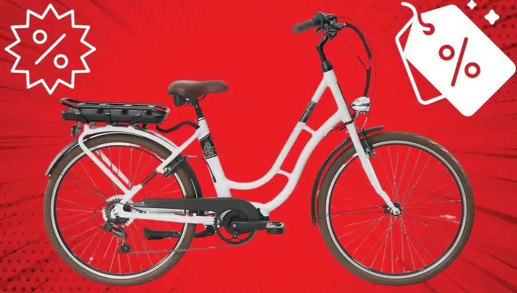 Le vélo de ville électrique Nakamura E-City 110, vendu à moins de 1000€ par les magasins Intersport !