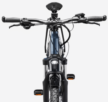 VTC électrique Starway Grand Touring 28 Pouces - Cadre Ouvert Ambre, 4 Vitesses, Double Suspension
