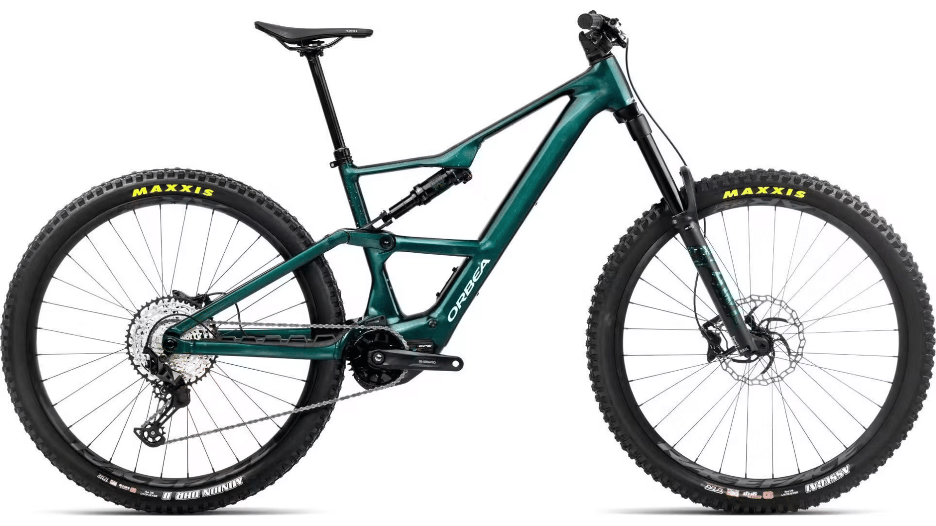 VTT électrique Orbea Rise LT H20 2025 vert Escape Splash Ice, tout suspendu 29 pouces avec moteur Shimano EP600-RS et batterie 630 Wh