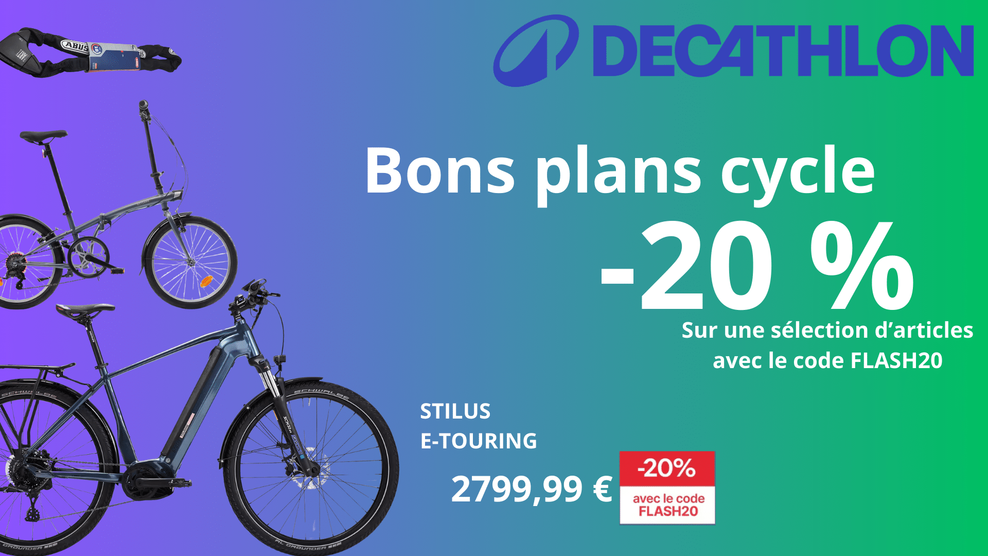 Code FLASH20 -20 % immédiat chez Decathlon sur une sélection vélo, mais pas pour longtemps