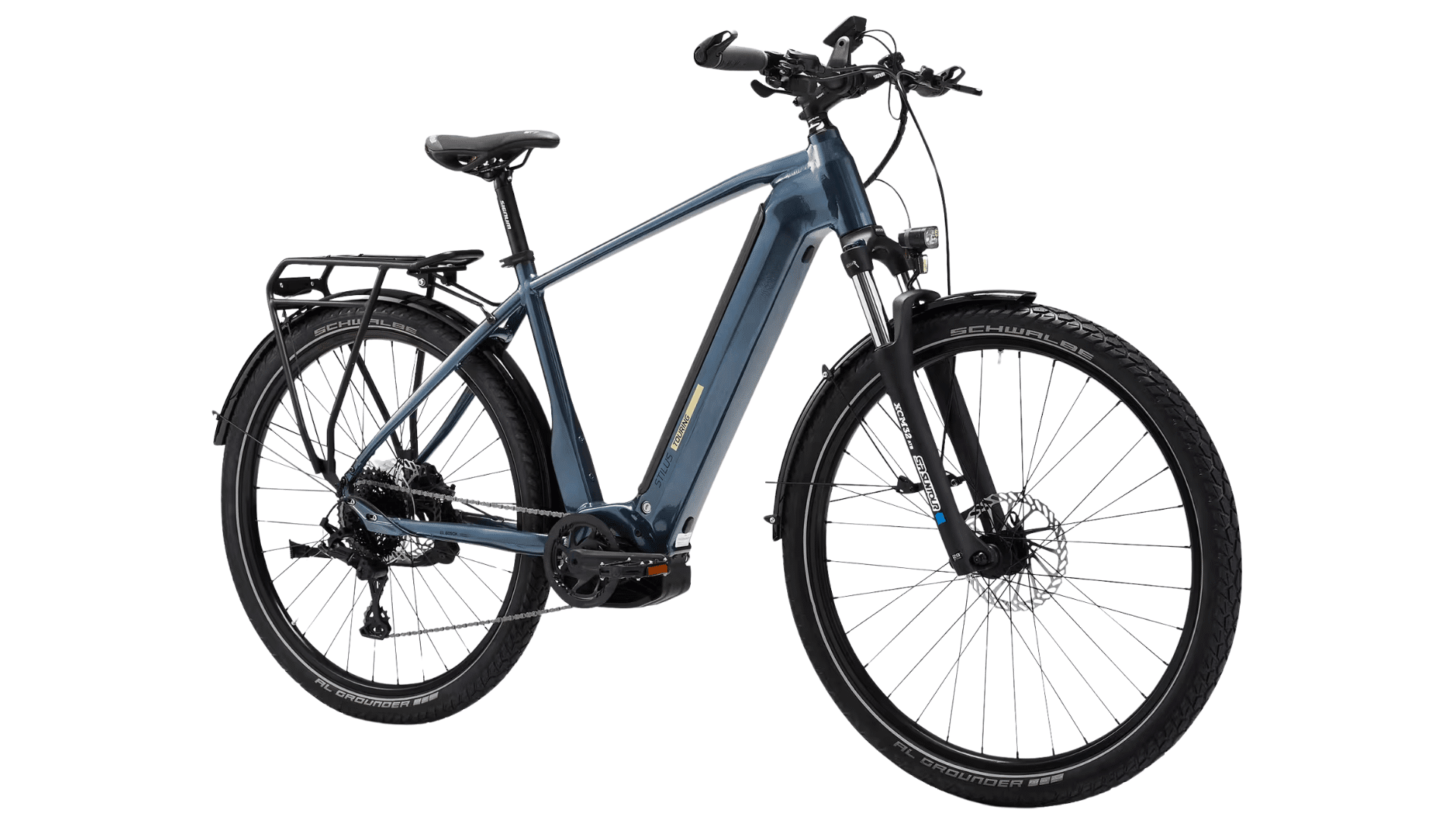 Transmission du vélo électrique Stilus E-Touring Decathlon avec moteur Bosch Performance Line CX et porte-bagages intégré