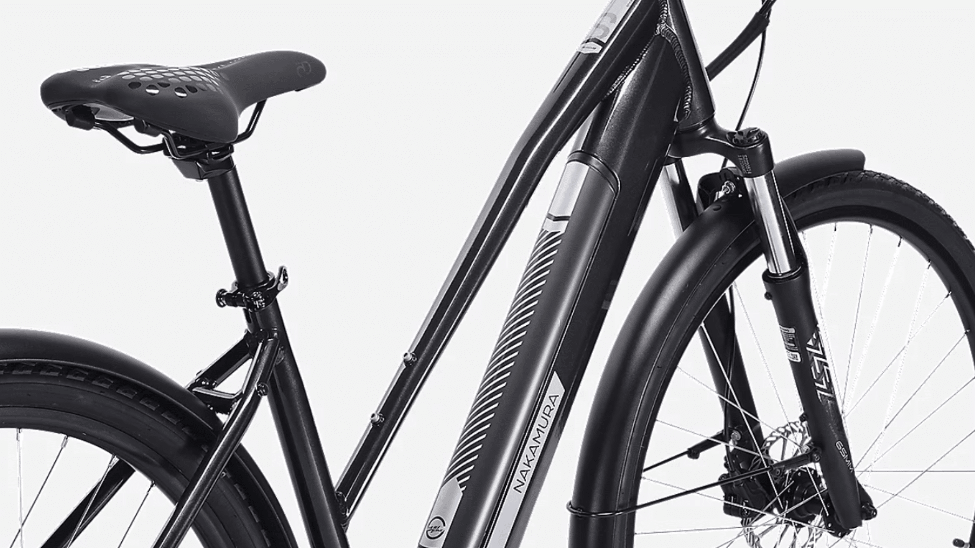Batterie intégrée 375 Wh du vélo électrique Nakamura Crossover S avec autonomie jusqu’à 60 km