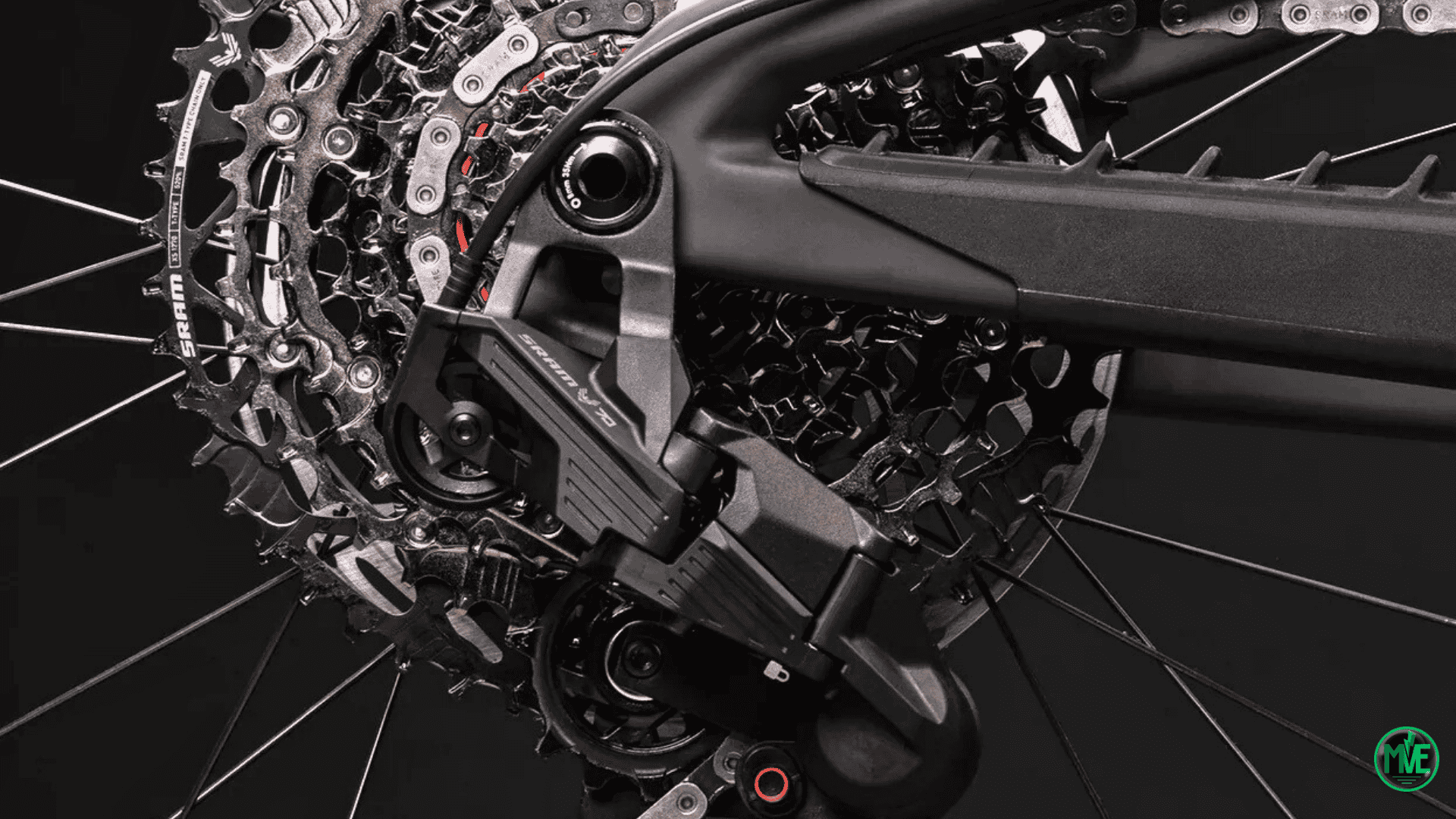 Le groupe de transmission SRAM T-Type du VTT électrique Santa Cruz