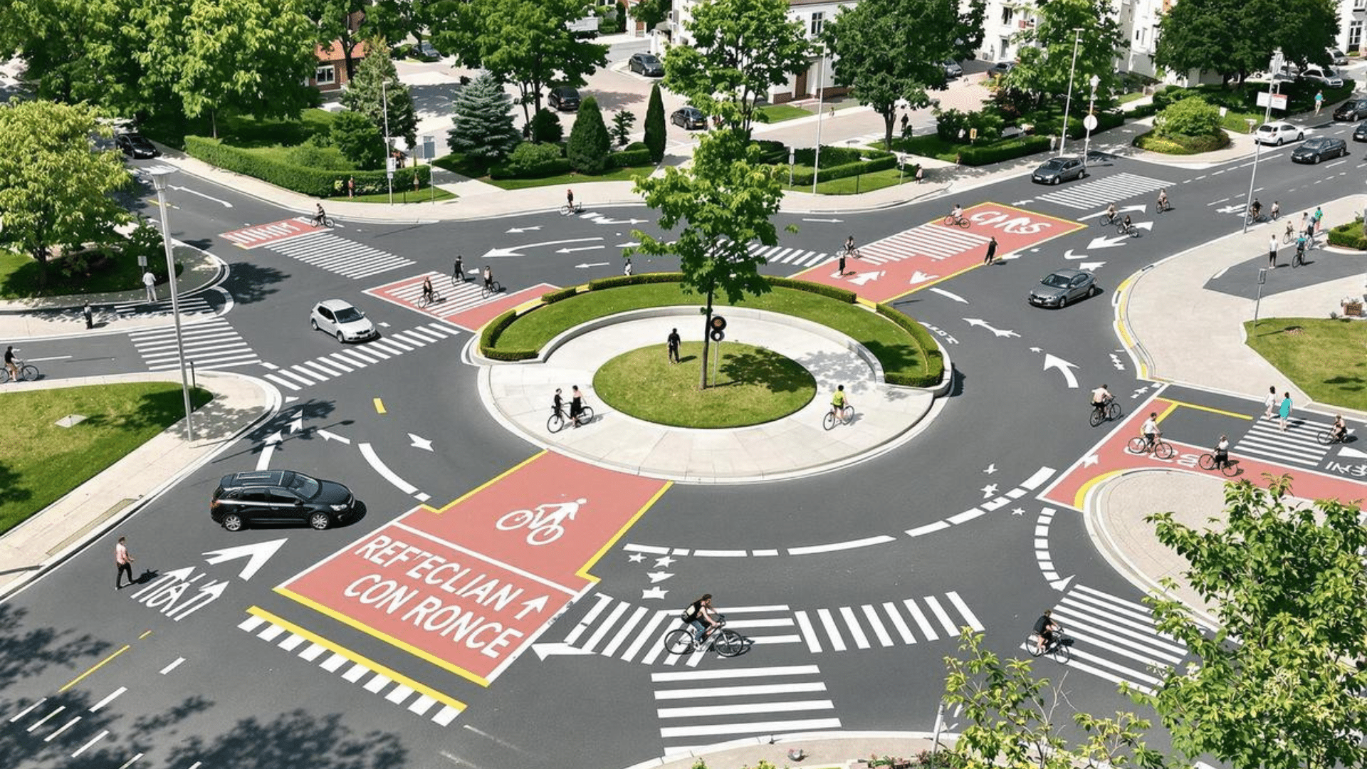 Rond-point à l’hollandaise à Paris séparant les flux cyclistes et automobiles pour une circulation plus sûre