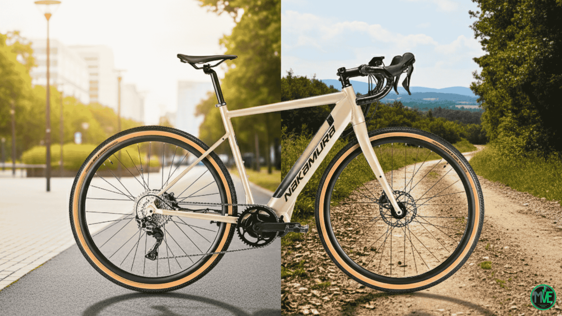 Gravel électrique Nakamura E-ALLROAD, polyvalent pour route et chemins, avec moteur central et batterie intégrée