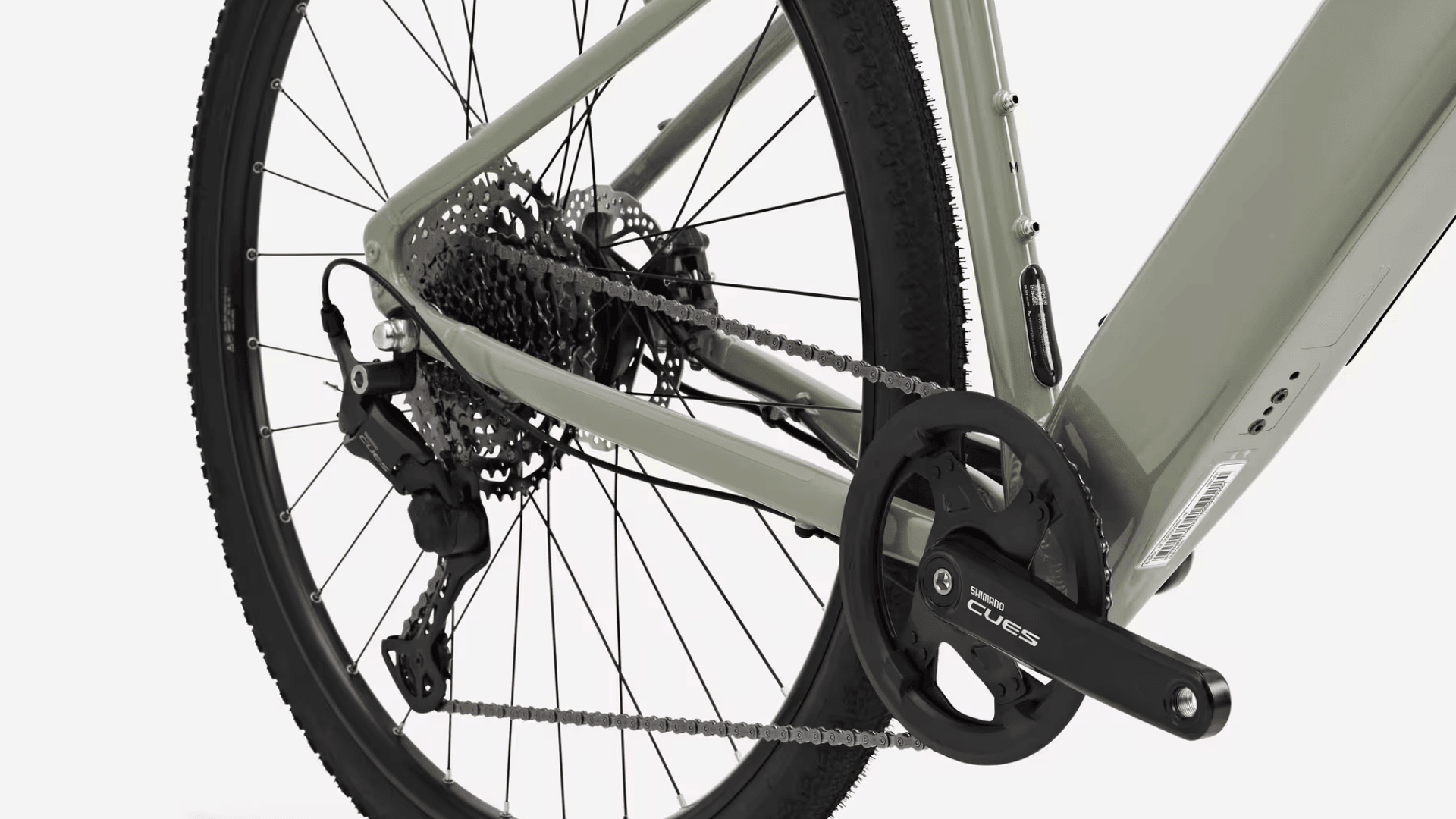 Détail de la transmission Shimano Cues 1x11 du gravel électrique Van Rysel E-GRVL AF Discover.