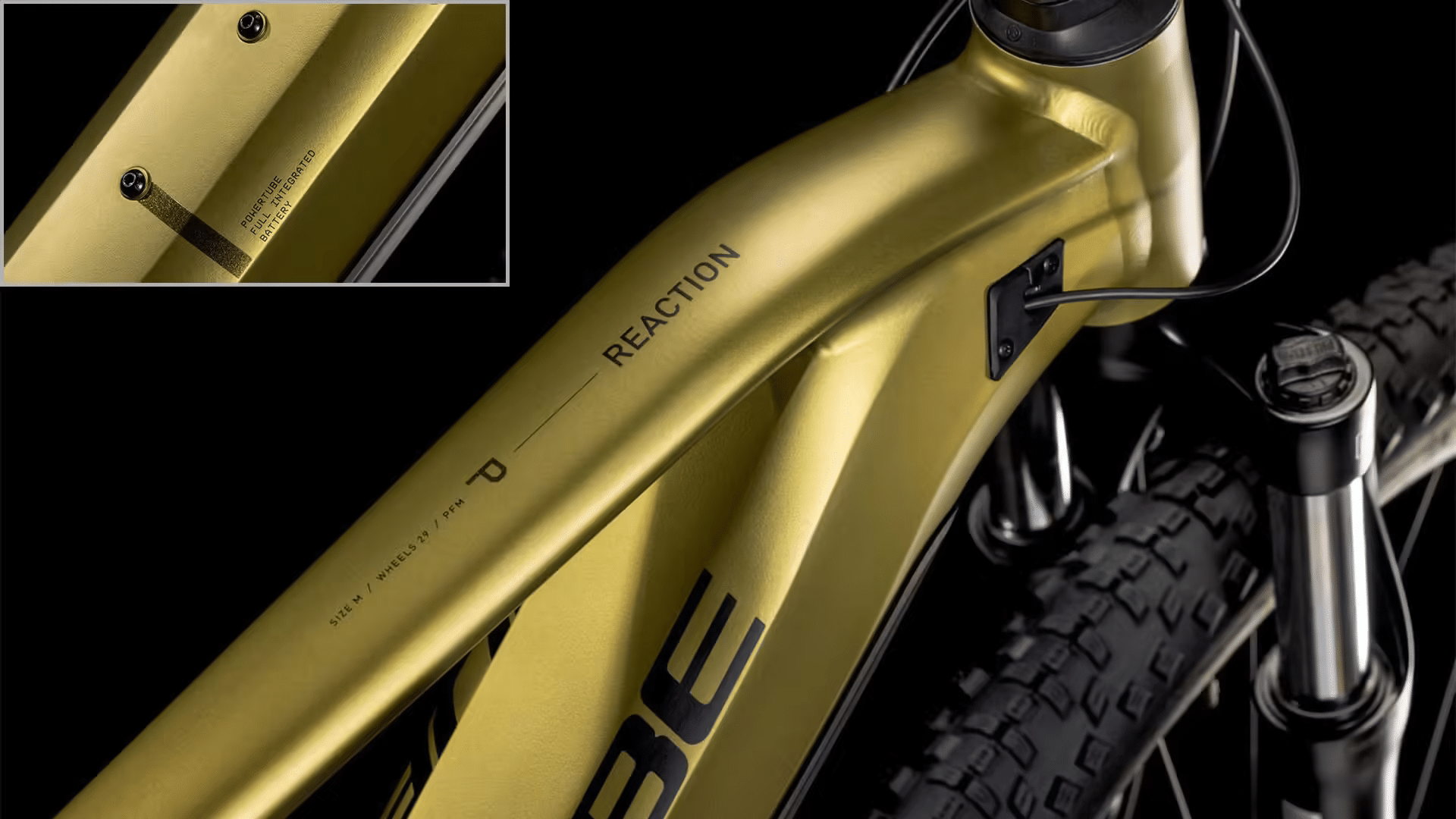 Cadre Aluminium Superlite du Cube Reaction Hybrid Performance 500 avec batterie intégrée et géométrie Agile Ride.