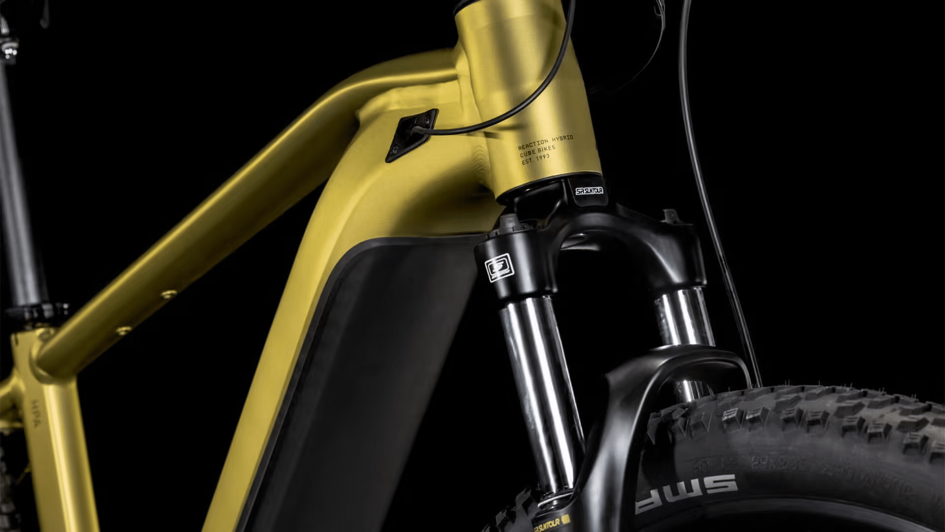 Fourche SR Suntour NVX30 100 mm du Cube Reaction Hybrid Performance 500 avec système Size Split.