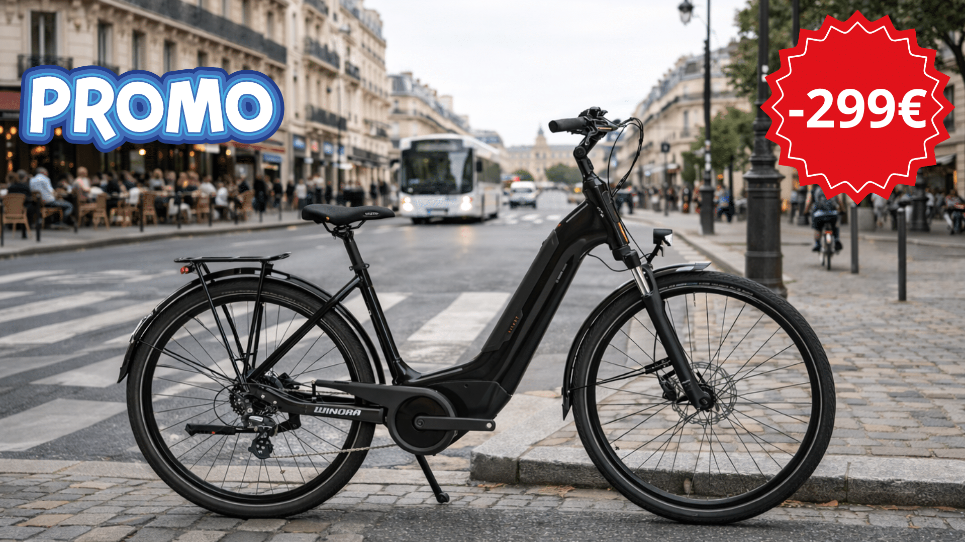 Vélo électrique de ville Winora Tria X7 Low en soldes à 1 999,99 € avec cadre bas, moteur Bosch Active et batterie 500 Wh.