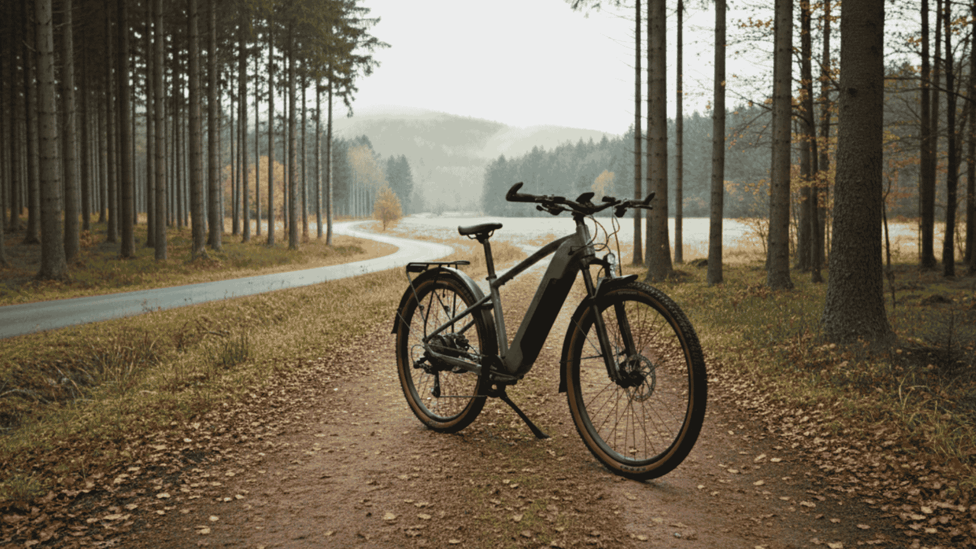 Test du Rockrider E-EXPL 100 LTD sur piste cyclable en forêt avec équipement complet