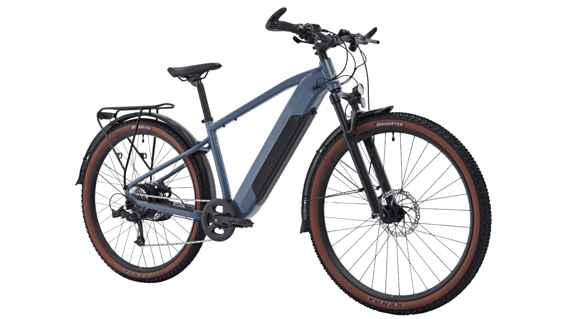 VTC électrique Rockrider E-EXPL 100 LTD coloris bleu avec freins hydrauliques et roues 29 pouces